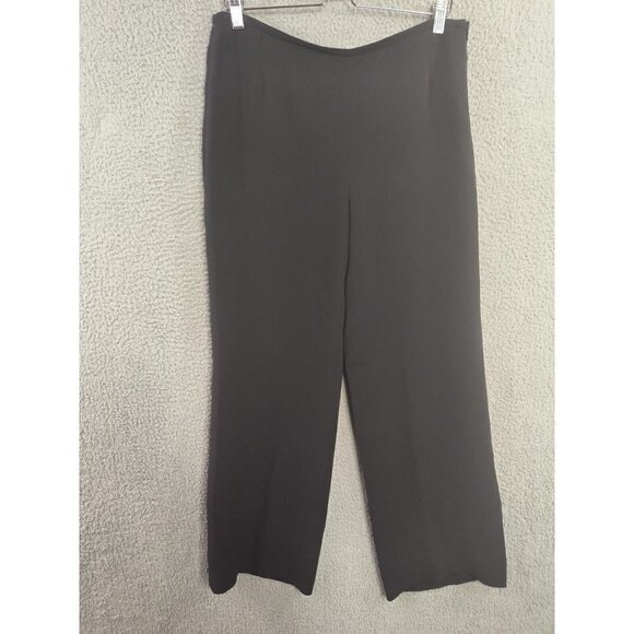 Armani Collezioni Women Dress Pants Wide Leg Black Flat Side Zip Italy XL 32 - Picture 1 of 9